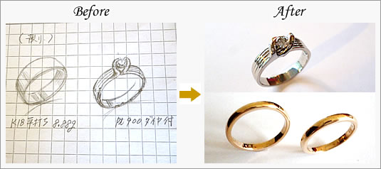【両親から頂いた指輪を作り替えて････】茨城県筑西市Ｉ様････制作NO 28042